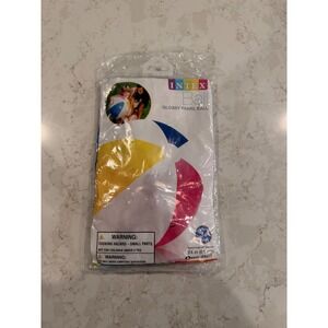 Intex Glossy Panel Ball 24 Inch Inflatable Multi Color Beach Pool Toy 59030EP